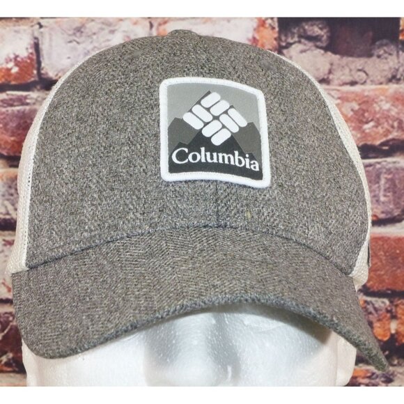Columbia Mens Adjustable Gray & White Mesh Trucker Hat OSFA - Picture 1 of 7